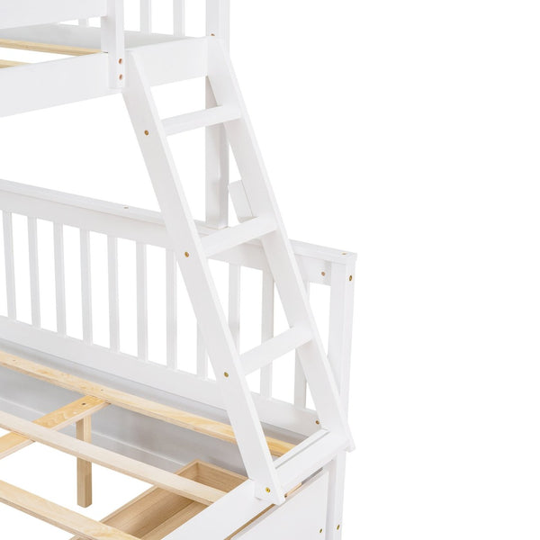 English Elm Twin-over-full Bunk Bed Solid Pine Frame Espresso Finish with Under Drawer Storage LT000065AAK