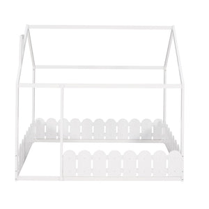 English Elm (slats Excluded) Full Pinewood House Bed Frame Playhouse Roof Kids Bedroom White WF294808AAK