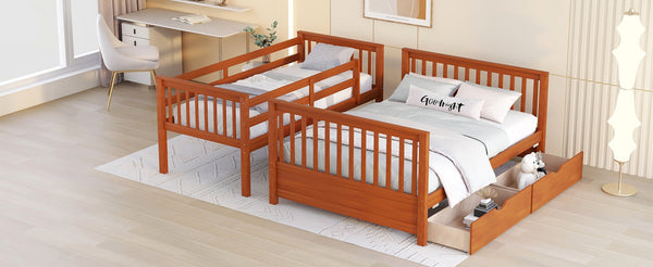 English Elm Twin-over-full Bunk Bed Solid Pine Frame Espresso Finish with Under Drawer Storage LT000065AAD