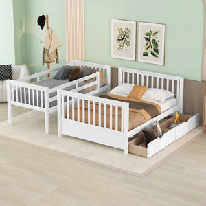 English Elm Twin-over-full Bunk Bed Solid Pine Frame Espresso Finish with Under Drawer Storage LT000065AAK
