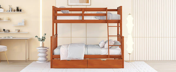 English Elm Twin-over-full Bunk Bed Solid Pine Frame Espresso Finish with Under Drawer Storage LT000065AAD