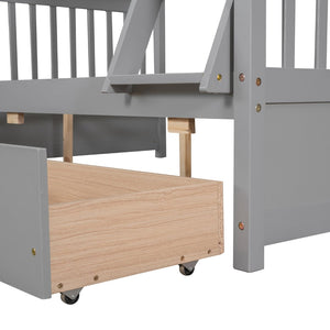 English Elm Twin-over-full Bunk Bed Solid Pine Frame Espresso Finish with Under Drawer Storage LT000065AAE