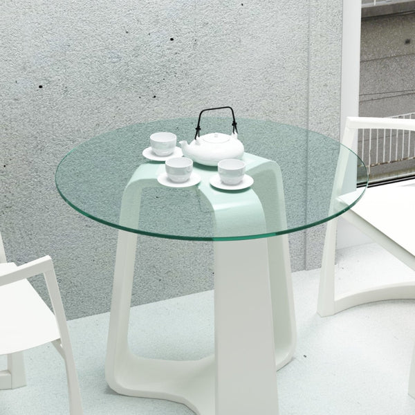 English Elm 30" Round Tempered Glass Table Top with Polished Edge for Dining or Patio Use W126560371