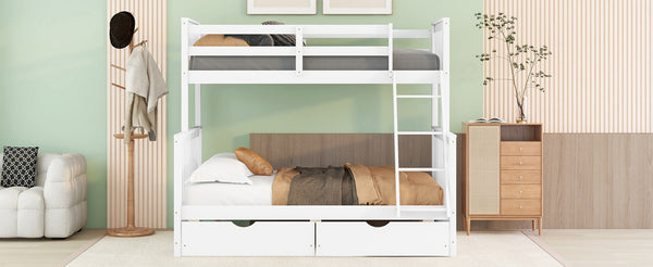English Elm Twin-over-full Bunk Bed Solid Pine Frame Espresso Finish with Under Drawer Storage LT000065AAK
