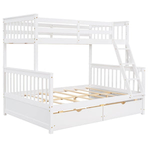 English Elm Twin-over-full Bunk Bed Solid Pine Frame Espresso Finish with Under Drawer Storage LT000065AAK