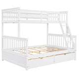 Hearth and Haven Stefan Twin over Full Bunk Bed with Ladder and Two Storage Drawers, White LT000065AAK