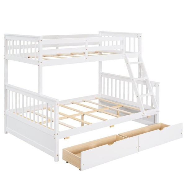 English Elm Twin-over-full Bunk Bed Solid Pine Frame Espresso Finish with Under Drawer Storage LT000065AAK