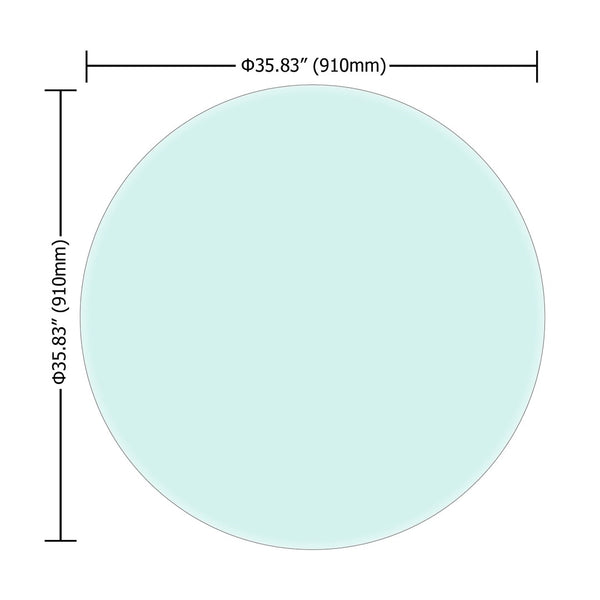 English Elm 36" Round Tempered Glass Table Top Polished Edge Clear Surface for Dining or Coffee W126560362