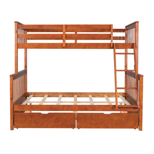English Elm Twin-over-full Bunk Bed Solid Pine Frame Espresso Finish with Under Drawer Storage LT000065AAD