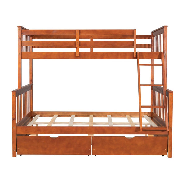 English Elm Twin-over-full Bunk Bed Solid Pine Frame Espresso Finish with Under Drawer Storage LT000065AAD