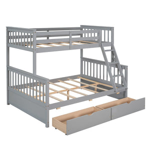 English Elm Twin-over-full Bunk Bed Solid Pine Frame Espresso Finish with Under Drawer Storage LT000065AAE