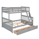 Hearth and Haven Stefan Twin over Full Bunk Bed with Ladder and Two Storage Drawers, Grey LT000065AAE