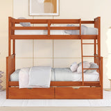 Hearth and Haven Stefan Twin over Full Bunk Bed with Ladder and Two Storage Drawers, Walnut LT000065AAD