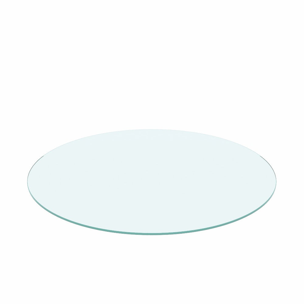 English Elm 30" Round Tempered Glass Table Top with Polished Edge for Dining or Patio Use W126560371