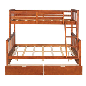 English Elm Twin-over-full Bunk Bed Solid Pine Frame Espresso Finish with Under Drawer Storage LT000065AAD