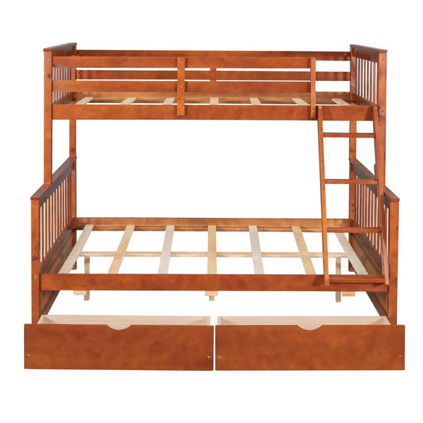 English Elm Twin-over-full Bunk Bed Solid Pine Frame Espresso Finish with Under Drawer Storage LT000065AAD