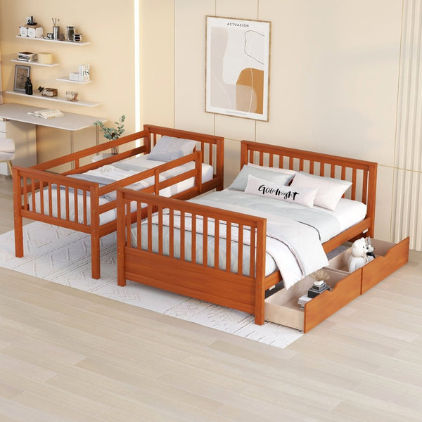 English Elm Twin-over-full Bunk Bed Solid Pine Frame Espresso Finish with Under Drawer Storage LT000065AAD