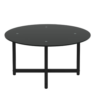 English Elm 35.5'' Round Tempered Glass Coffee Table Transparent Modern Living Room Center W24157589