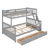 Hearth and Haven Stefan Twin over Full Bunk Bed with Ladder and Two Storage Drawers, Grey LT000065AAE