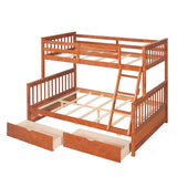 Hearth and Haven Stefan Twin over Full Bunk Bed with Ladder and Two Storage Drawers, Walnut LT000065AAD