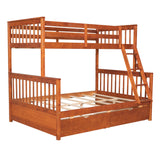 Hearth and Haven Stefan Twin over Full Bunk Bed with Ladder and Two Storage Drawers, Walnut LT000065AAD