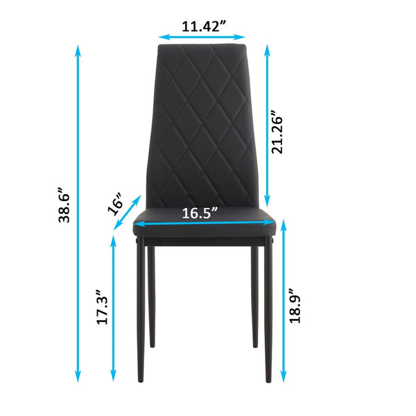 English Elm Dining Chair Set of Four Pu Leather Quilted Diamond Pattern Modern Seating W24138516