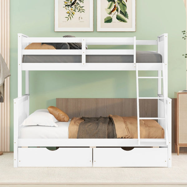 English Elm Twin-over-full Bunk Bed Solid Pine Frame Espresso Finish with Under Drawer Storage LT000065AAK