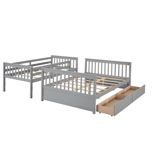 English Elm Twin-over-full Bunk Bed Solid Pine Frame Espresso Finish with Under Drawer Storage LT000065AAE