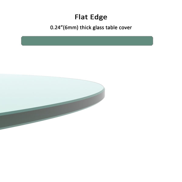 English Elm 30" Round Tempered Glass Table Top with Polished Edge for Dining or Patio Use W126560371