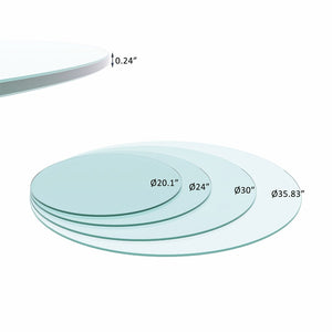 English Elm 36" Round Tempered Glass Table Top Polished Edge Clear Surface for Dining or Coffee W126560373