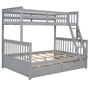 English Elm Twin-over-full Bunk Bed Solid Pine Frame Espresso Finish with Under Drawer Storage LT000065AAE