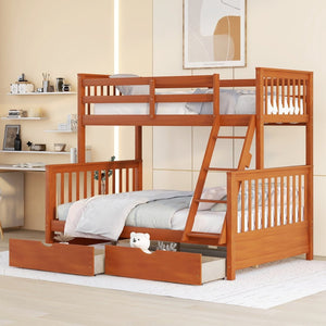 English Elm Twin-over-full Bunk Bed Solid Pine Frame Espresso Finish with Under Drawer Storage LT000065AAD