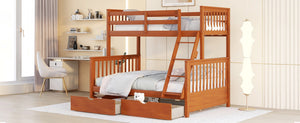 English Elm Twin-over-full Bunk Bed Solid Pine Frame Espresso Finish with Under Drawer Storage LT000065AAD
