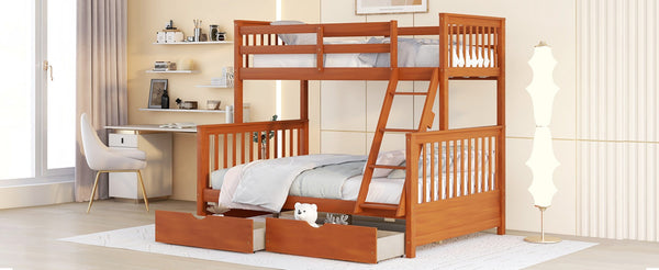 English Elm Twin-over-full Bunk Bed Solid Pine Frame Espresso Finish with Under Drawer Storage LT000065AAD