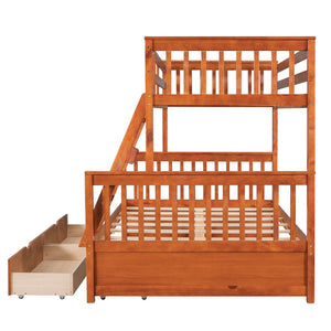 English Elm Twin-over-full Bunk Bed Solid Pine Frame Espresso Finish with Under Drawer Storage LT000065AAD