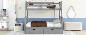 English Elm Twin-over-full Bunk Bed Solid Pine Frame Espresso Finish with Under Drawer Storage LT000065AAE