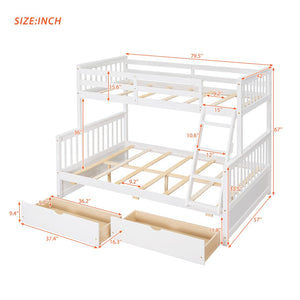 English Elm Twin-over-full Bunk Bed Solid Pine Frame Espresso Finish with Under Drawer Storage LT000065AAK