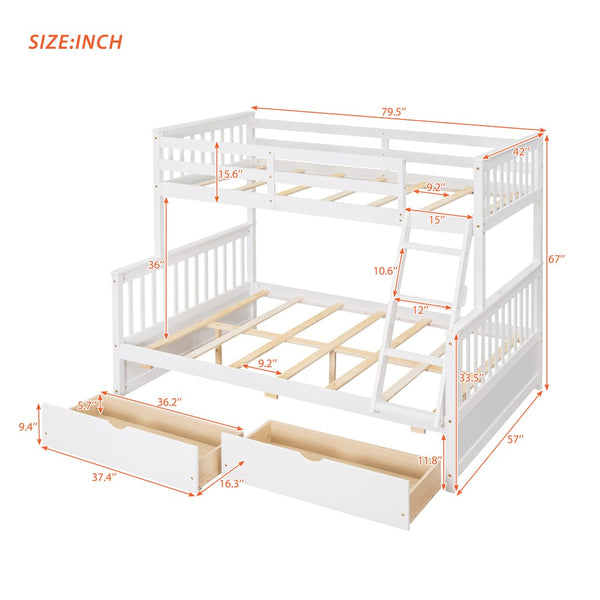 English Elm Twin-over-full Bunk Bed Solid Pine Frame Espresso Finish with Under Drawer Storage LT000065AAK