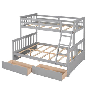 English Elm Twin-over-full Bunk Bed Solid Pine Frame Espresso Finish with Under Drawer Storage LT000065AAE