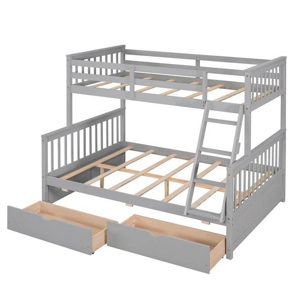 English Elm Twin-over-full Bunk Bed Solid Pine Frame Espresso Finish with Under Drawer Storage LT000065AAE