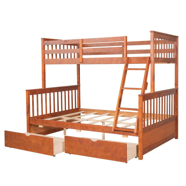 English Elm Twin-over-full Bunk Bed Solid Pine Frame Espresso Finish with Under Drawer Storage LT000065AAD