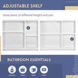 English Elm Home Over-The-Toilet Shelf Bathroom Storage Space Saver With Adjustable Shelf Collect Cabinet (White)