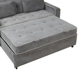 English Elm 66.5" Upholstered Sleeper Bed, Pull Out Sofa Bed Couch Attached Two Throw Pillows, Dual Usb Charging Port and Adjustable Backrest For Living Room Space, Charcoal Gray