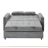 English Elm 66.5" Upholstered Sleeper Bed, Pull Out Sofa Bed Couch Attached Two Throw Pillows, Dual Usb Charging Port and Adjustable Backrest For Living Room Space, Charcoal Gray