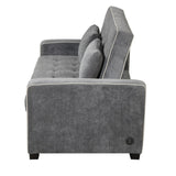 English Elm 66.5" Upholstered Sleeper Bed, Pull Out Sofa Bed Couch Attached Two Throw Pillows, Dual Usb Charging Port and Adjustable Backrest For Living Room Space, Charcoal Gray