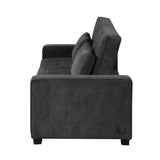 English Elm 66.5" Upholstered Sleeper Bed , Pull Out Sofa Bed Couch Attached Two Throw Pillows,Dual Usb Charging Port and Adjustable Backrest For Living Room Space, Black