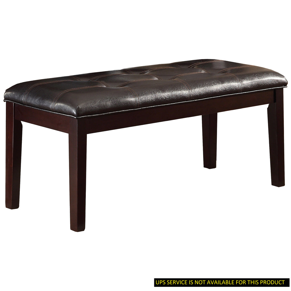 English Elm Espresso Teague 49" Dining Bench in Brown Faux Leather, Button-Tufted Seat, Transitional Style B01165810
