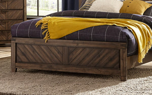 English Elm Modern-Rustic Parnell Queen Bed Distressed Espresso Plank V-Matched Acacia Veneer Rustic Cherry Finish 53"H B011S00226