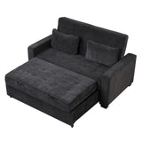 English Elm 66.5" Upholstered Sleeper Bed , Pull Out Sofa Bed Couch Attached Two Throw Pillows,Dual Usb Charging Port and Adjustable Backrest For Living Room Space, Black