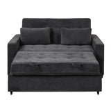 English Elm 66.5" Upholstered Sleeper Bed , Pull Out Sofa Bed Couch Attached Two Throw Pillows,Dual Usb Charging Port and Adjustable Backrest For Living Room Space, Black